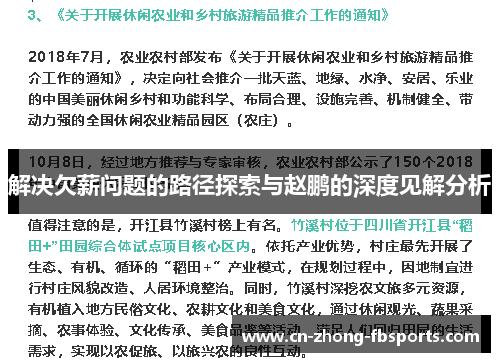 解决欠薪问题的路径探索与赵鹏的深度见解分析